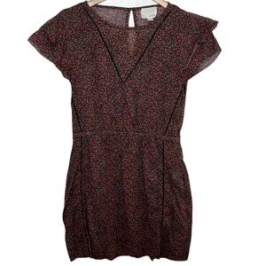 Band of Outsiders Red Floral Ditzy Lightweight Tea Dress Women Size 0